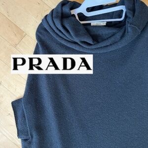 PRADA Black knit drop shoulder sleeveless knit tunic/dress, 44/10
